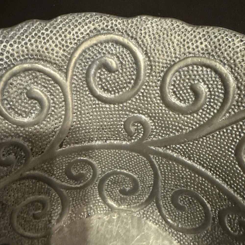 Hand Hammered METAL SERVING BOWL SWIRLING DESIGN INDIA CATERING LARGE  12